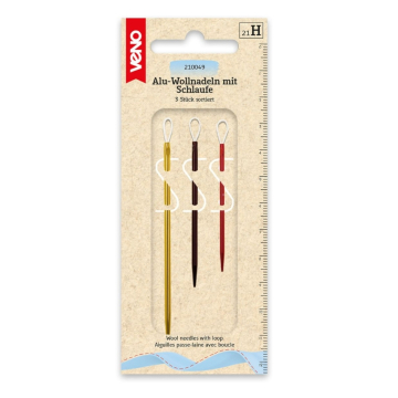 3 Aiguilles passe-laine avec boucle, assorties