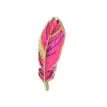 Patch Plume dorée, rose fuchsia