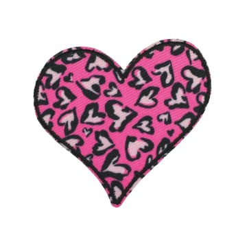 Patch écusson thermocollant Coeur Léopard, rose fuchsia