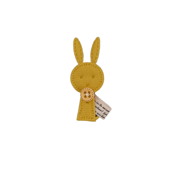 Patch écusson à coudre Petit lapin, jaune moutarde