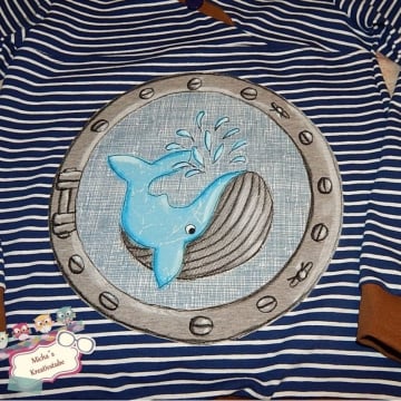 Patch écusson blason à imprimer pdf Grande baleine von Lange Hand