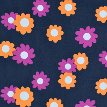 Baby Corduroy Retro Flowers, dark blue