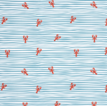 Swimsuit fabric crabs & stripes, blue