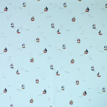 Swimsuit fabric sailboats, pastel blue