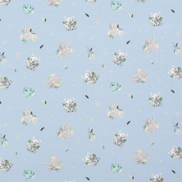 Tissu jersey de bambou Baby Animals, bleu clair