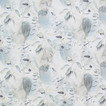 Tissu jersey de bambou Feuilles Big Leaves, bleu pâle