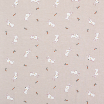 Tissu jersey de bambou Lapins Pâques Little Bunny, beige