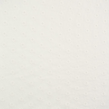 Tissu coton batiste broderie Fleurs Flowers, blanc