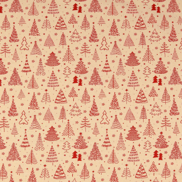 Cretonne katoen Christmas Forest, naturel
