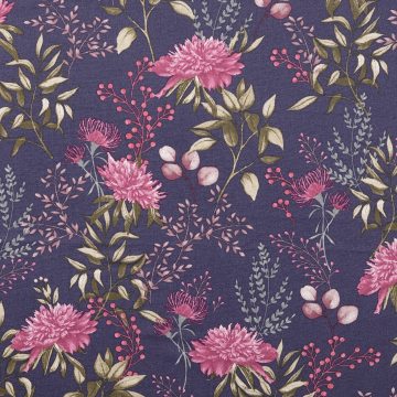 Baumwoll Cretonne Flowers, violett