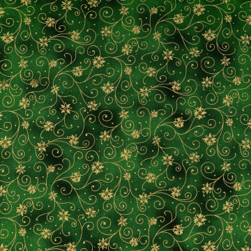 Cretonne katoen Golden Christmas Star, green