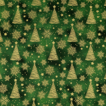 Cretonne katoen Golden Christmas Tree, groen