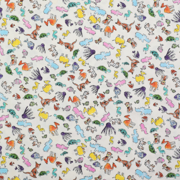 Baumwoll Cretonne Little Animals, creme