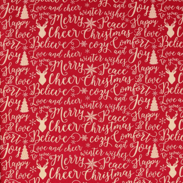 Cretonne katoen chistmas deer, rood