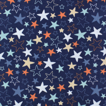 Baumwoll Flanell Stars, dunkelblau