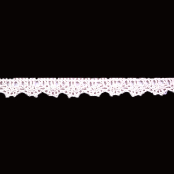 Ruban dentelle crochetée en coton,  12 mm, crème