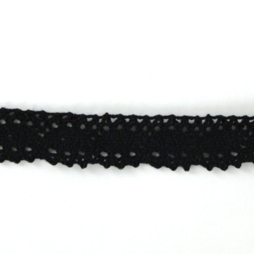Baumwoll Klöppelspitze, schwarz 25 mm
