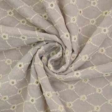 Tissu coton broderie anglaise Fleurs Diamonds, sable