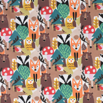 Baumwoll Mix Cretonne Cute Animals, weiß