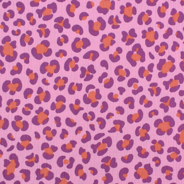 Baumwoll Musselin Animal Print, rosa