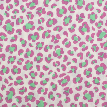 Baumwoll Musselin Animal Print, wollweiß