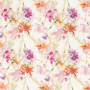 Tissu double gaze de coton Fleurs Aquarell Flowers, blanc cassé