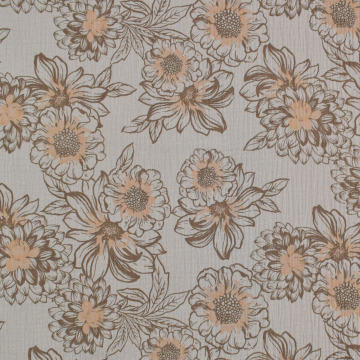 Tissu double gaze de coton Fleurs Big Flowers, beige