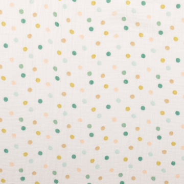Tissu double gaze de coton Color Dots, vert