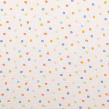 Tissu double gaze de coton Color Dots, multicolore