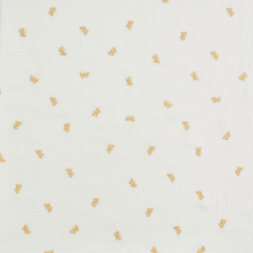 Katoenen mousseline Embroidered Butterflies, gebroken wit