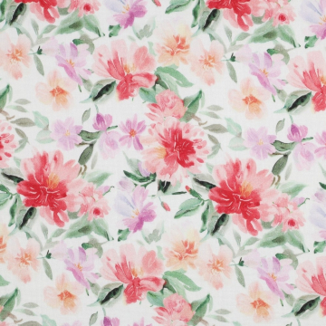 Katoenen mousseline double gauze Flower Love, gebroken wit