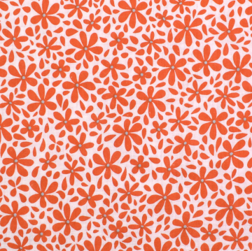 Katoenen mousseline double gauze Flowers, oranje