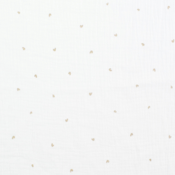 Tissu double gaze de coton Coeurs Flying Hearts, blanc cassé