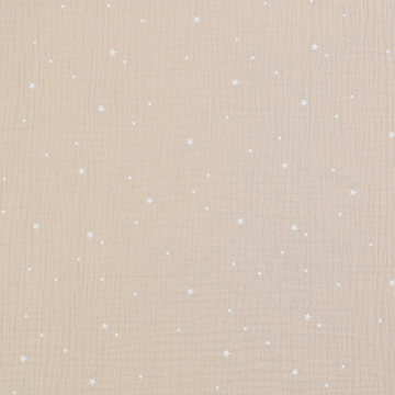 Tissu double gaze de coton Étoiles Flying Stars, beige
