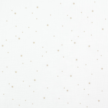 Tissu double gaze de coton Étoiles Flying Stars, blanc cassé