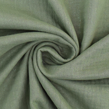 Cotton musselin double gauze glitter, olive green