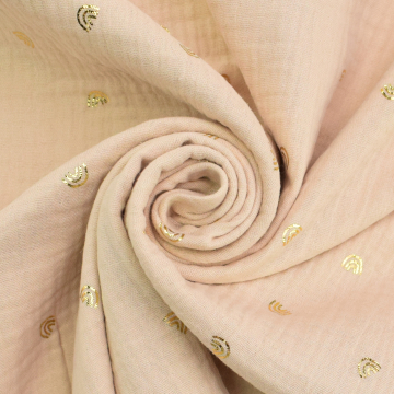 Katoenen mousseline double gauze golden rainbow, zandkleurig