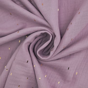Cotton musselin double gauze golden strips, lilac