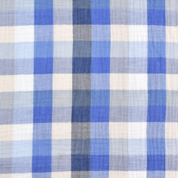 Katoenen mousseline double gauze karo, blauw