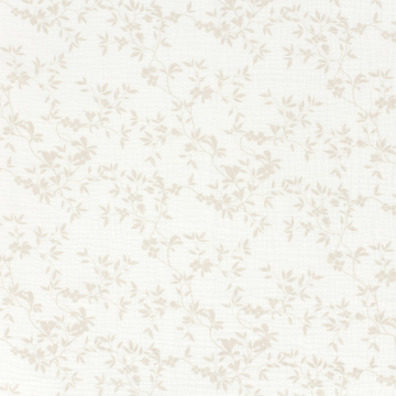 Tissu double gaze de coton Rameaux de feuillage Leafy Vines, blanc