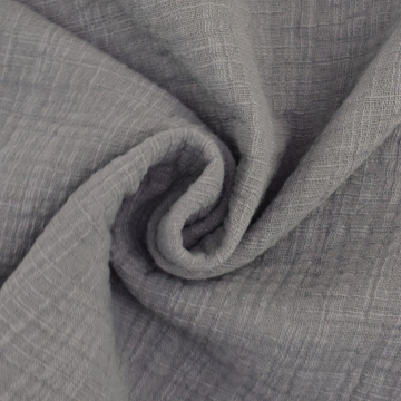 Tissu double gaze de coton look lin, gris foncé