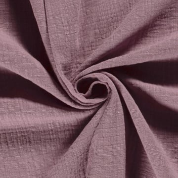 Tissu double gaze de coton aspect lin, mauve