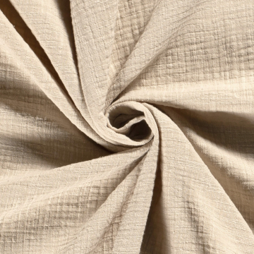 Tissu double gaze de coton aspect lin, naturel