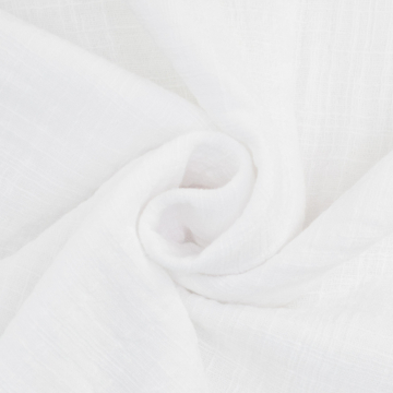 Tissu double gaze de coton look lin, blanc