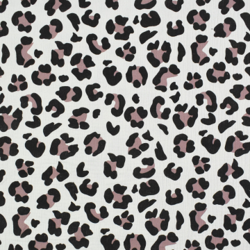 Katoenen mousseline double gauze luipard, beige
