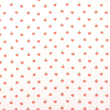 Katoenen mousseline double gauze Little Apple, oranje
