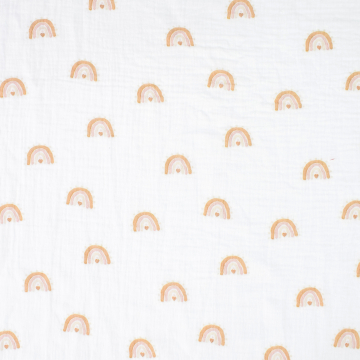 Tissu double gaze de coton Arcs-en-ciel Rainbow, blanc
