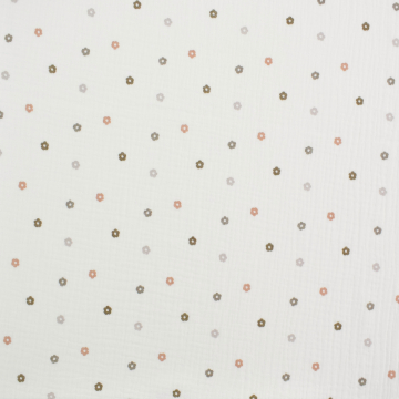 Katoenen mousseline Small Flowers, gebroken wit