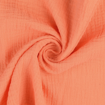 Tissu double gaze de coton, saumon