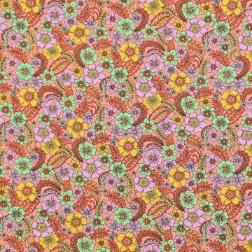 Cotton poplin Beautiful Flowers, peach